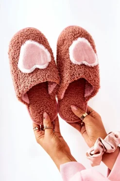 Boto Kapcie Klasyczne*Damskie Papcie Brudny Róż Heartbeat