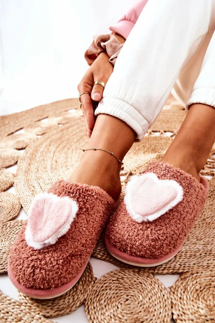 Boto Kapcie Klasyczne*Damskie Papcie Brudny Róż Heartbeat