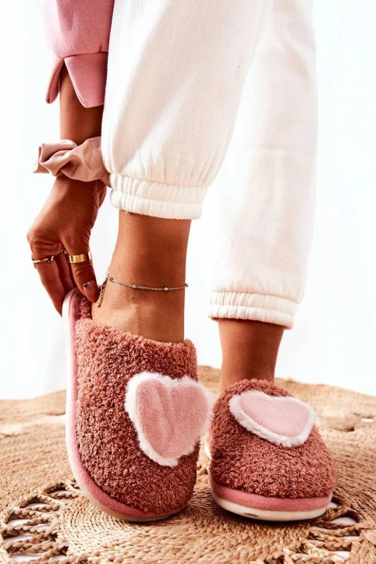 Boto Kapcie Klasyczne*Damskie Papcie Brudny Róż Heartbeat