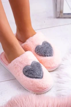 Boto Kapcie Klasyczne*Damskie Papcie Ciepłe Różowe Miękkie Kapcie