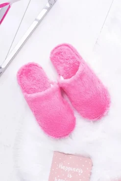 Damskie Boto Damskie Papcie Futerkowe Ciemno Różowe Mimia