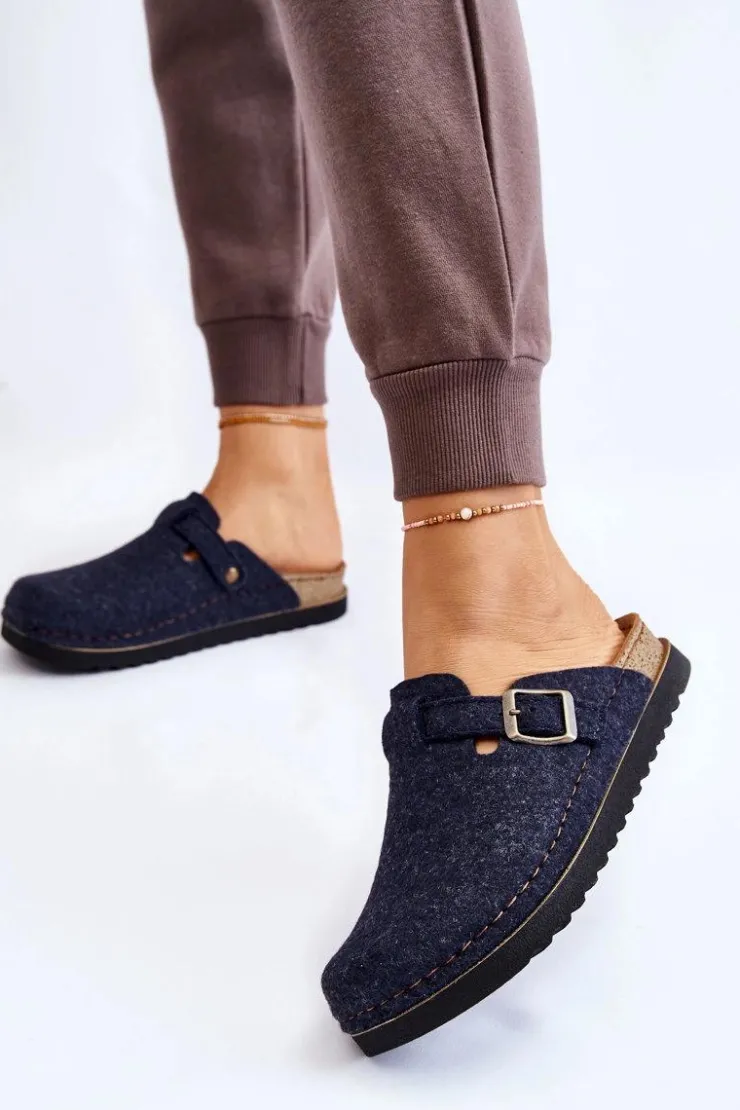 Damskie INBLU Damskie Papcie Klapki Profilaktyczne DJ-07-041 Granatowe