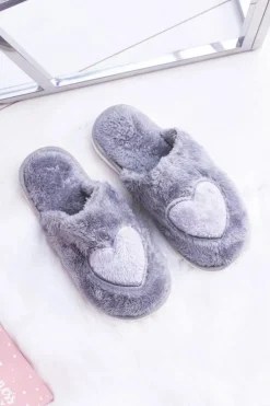 Boto Kapcie Klasyczne*Damskie Papcie Serca Szare