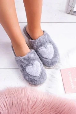 Boto Kapcie Klasyczne*Damskie Papcie Serca Szare