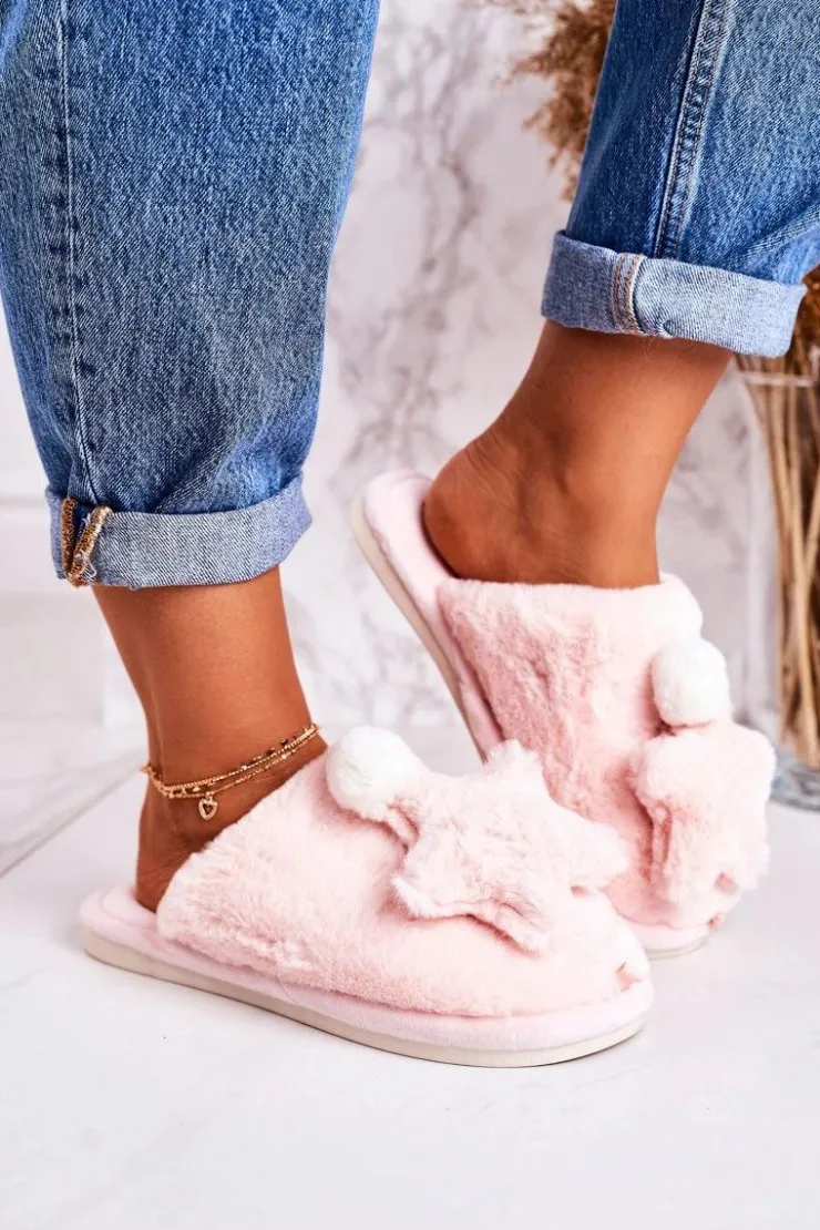 Hot Boto Damskie Papcie Z Futerkiem I Gwiazdką Jasny Róż Night-Night