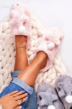 Hot Boto Damskie Papcie Z Futerkiem I Gwiazdką Jasny Róż Night-Night