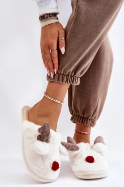 Online Boto Damskie Papcie Z Futerkiem I Reniferem Kremowe Sopya