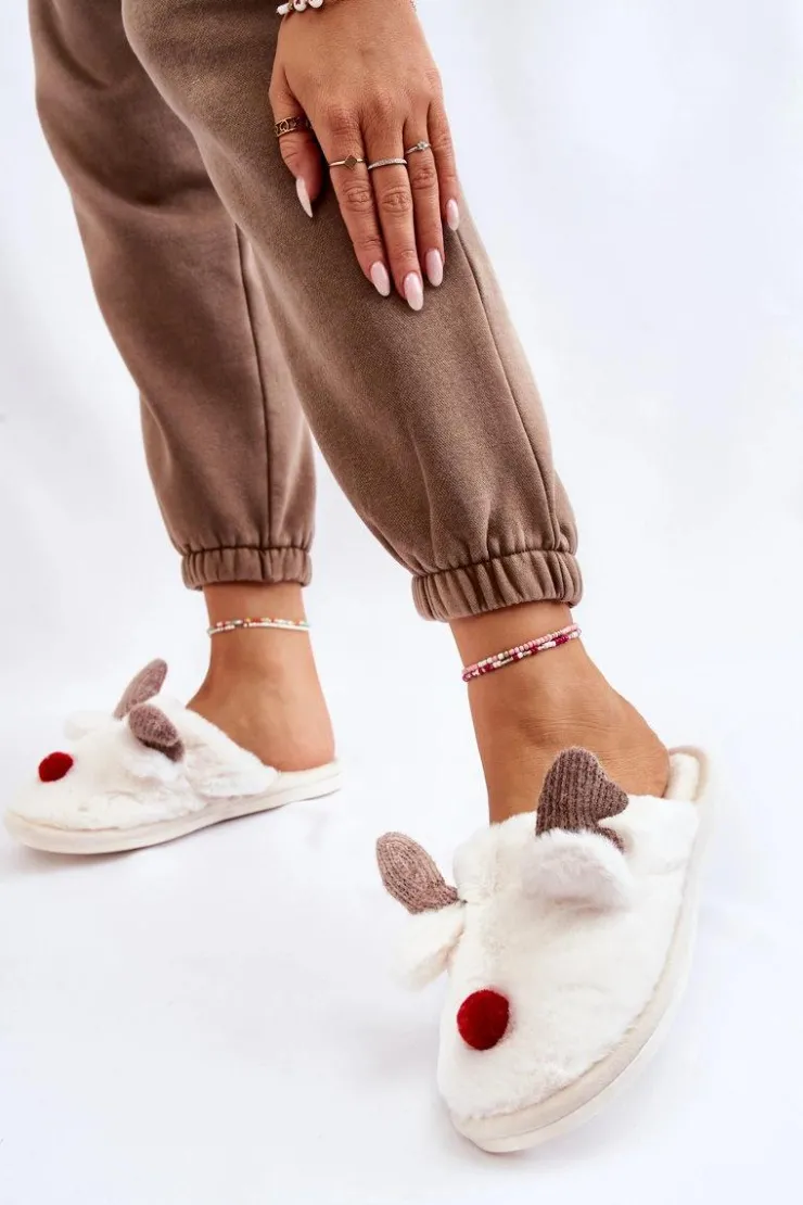 Online Boto Damskie Papcie Z Futerkiem I Reniferem Kremowe Sopya