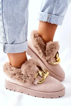 Damskie Boto Damskie Papcie Złoty Łańcuch Beżowe Ardrums