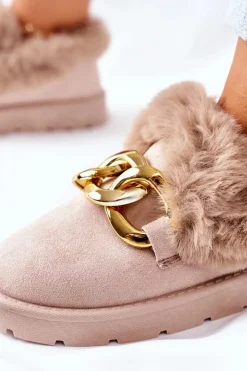 Damskie Boto Damskie Papcie Złoty Łańcuch Beżowe Ardrums