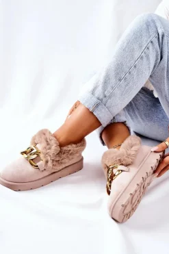 Damskie Boto Damskie Papcie Złoty Łańcuch Beżowe Ardrums