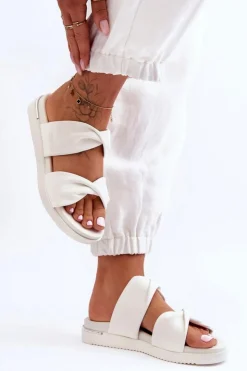 Damskie Big Star Shoes Damskie Płaskie Klapki Big Star LL274A121 Białe