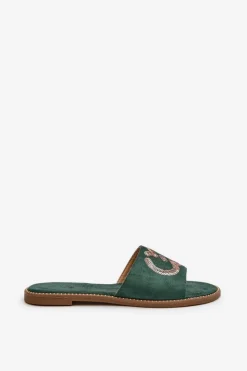 Damskie buty S.Barski Klapki Damskie Klasyczne*Damskie Płaskie Klapki Z Cekinami S.Barski KV27-052 Zielone Zielony