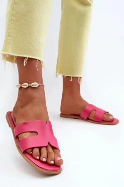 Damskie Boto Damskie Płaskie Klapki Z Wycięciami Fuksja Fiviama