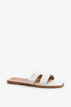 Boto Klapki Damskie Klasyczne*Damskie Płaskie Klapki Z Wycięciami Białe Fiviama