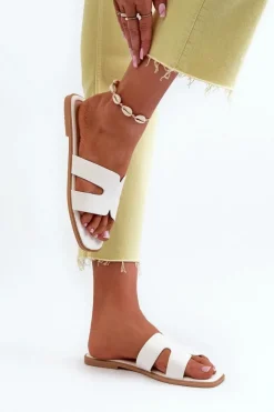 Boto Klapki Damskie Klasyczne*Damskie Płaskie Klapki Z Wycięciami Białe Fiviama