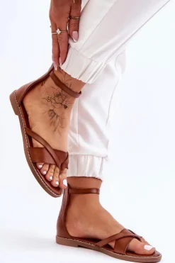 Best Boto Damskie Płaskie Sandały Japonki Na Zamek Brązowe Rise Up!