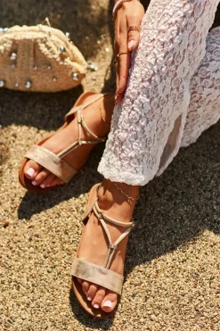 Damskie Damskie buty S.Barski Damskie Płaskie Sandały Z Paskami S.Barski KV27-010 Złote