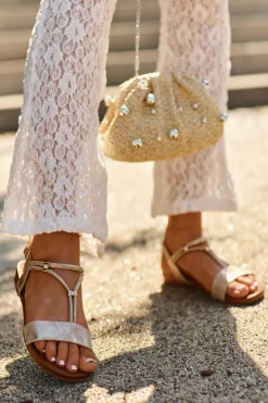 Damskie Damskie buty S.Barski Damskie Płaskie Sandały Z Paskami S.Barski KV27-010 Złote