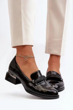 Damskie Buty damskie Vinceza Damskie Półbuty Lakierowane Na Niskim Obcasie Czarne Marilni