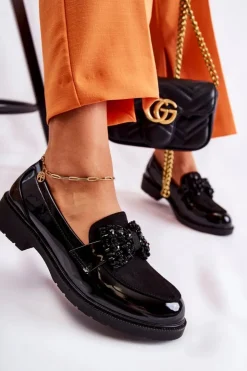 Damskie Damskie buty S.Barski Damskie Półbuty Lakierowane Z Kokardą Czarne Laurent