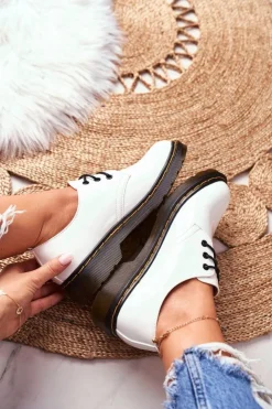 Damskie Boto Damskie Półbuty Lakierowane Białe Do It Better!