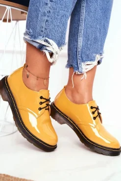 Boto Półbuty Lakierowane*Damskie Półbuty Lakierowane Żółte Do It Better!