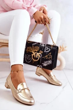 Damskie Laura Messi Damskie Półbuty 2121 Złote