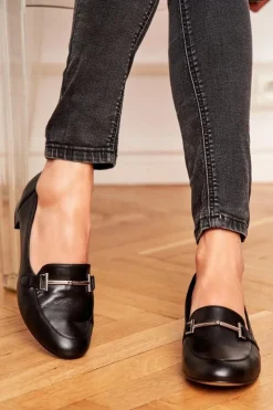 Laura Messi Półbuty Skórzane|Mokasyny Damskie Skórzane*Damskie Półbuty Czarne 2121 Czarny