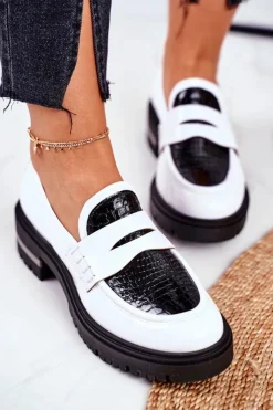 Boto Damskie Półbuty Loafers Skórzane Białe Visconi 3136042