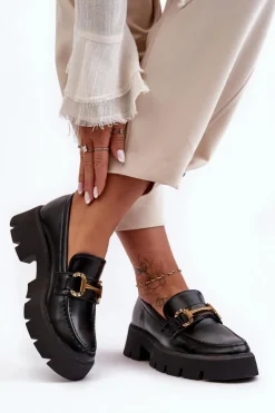 Discount Boto Damskie Półbuty Loafery Z Ozdobą Czarne Peuria