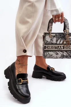 Discount Boto Damskie Półbuty Loafery Z Ozdobą Czarne Peuria