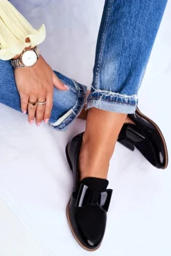 Damskie Maciejka Damskie Półbuty Lakierowane Loafery Czarne 04099-01/00-5