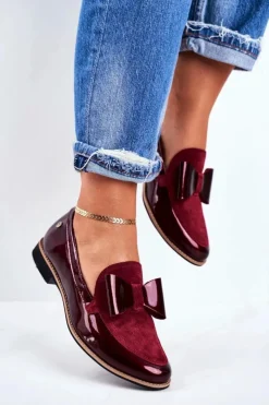 Maciejka Półbuty Lakierowane|Półbuty Skórzane*Damskie Półbuty Lakierowane Loafery Bordowe 04099-44/00-1