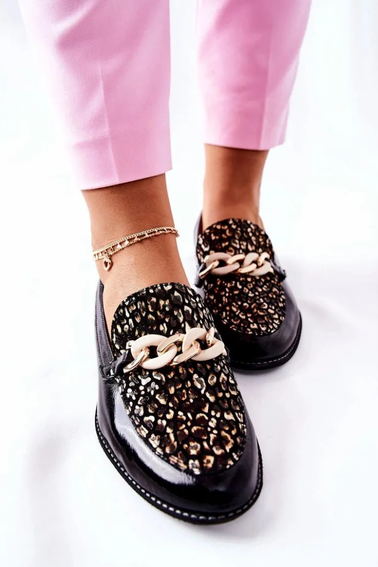 Maciejka Półbuty Lakierowane|Półbuty Skórzane*Damskie Półbuty Lakierowane Loafery Czarne 4099B-01
