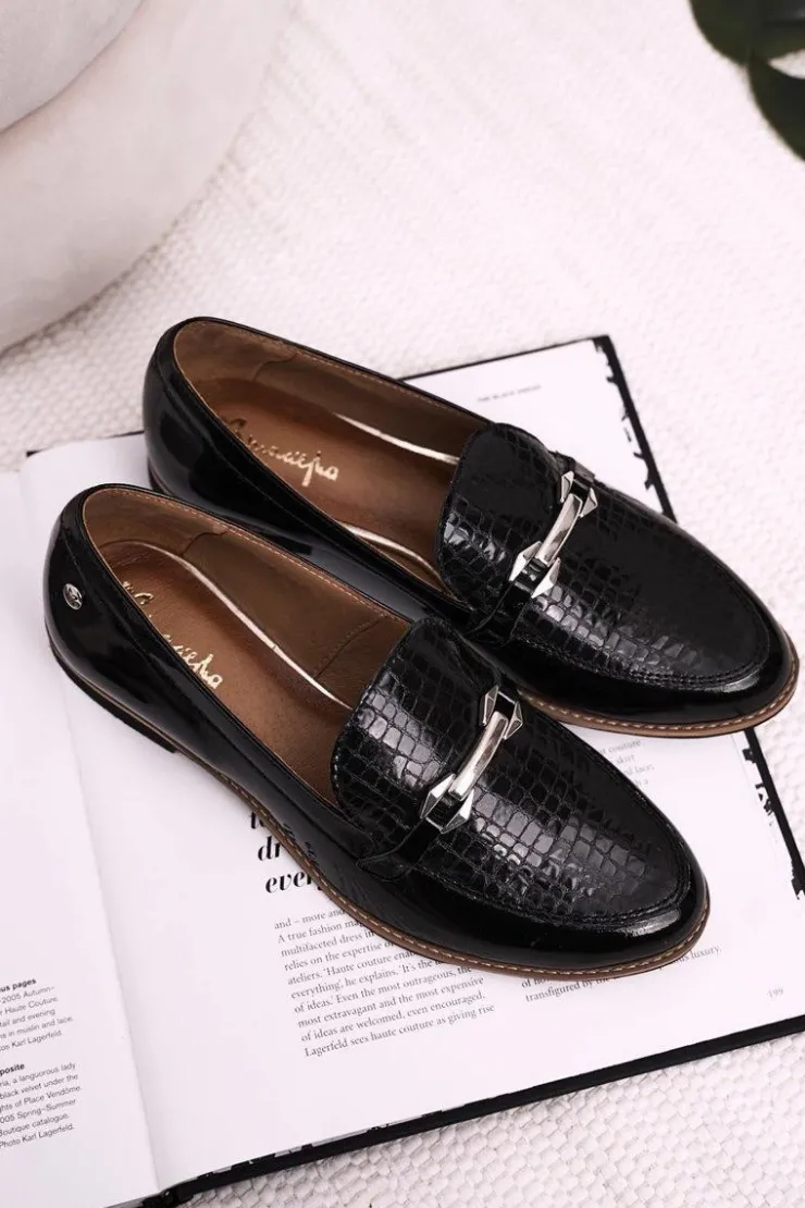 Outlet Maciejka Damskie Półbuty Lakierowane Loafery Czarne 4099A-01/00-1