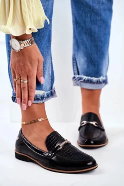 Outlet Maciejka Damskie Półbuty Lakierowane Loafery Czarne 4099A-01/00-1