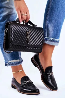 Outlet Maciejka Damskie Półbuty Lakierowane Loafery Czarne 4099A-01/00-1