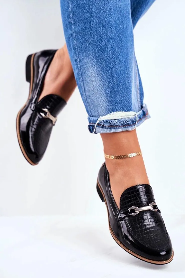 Outlet Maciejka Damskie Półbuty Lakierowane Loafery Czarne 4099A-01/00-1