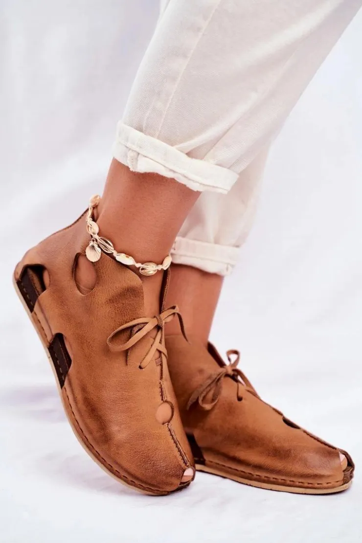 Maciejka Półbuty Skórzane*Damskie Półbuty Rude 03426-19