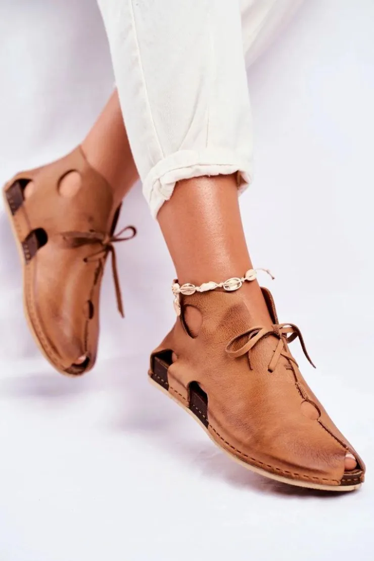 Maciejka Półbuty Skórzane*Damskie Półbuty Rude 03426-19