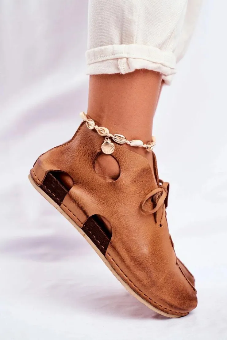 Maciejka Półbuty Skórzane*Damskie Półbuty Rude 03426-19