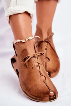 Maciejka Półbuty Skórzane*Damskie Półbuty Rude 03426-19