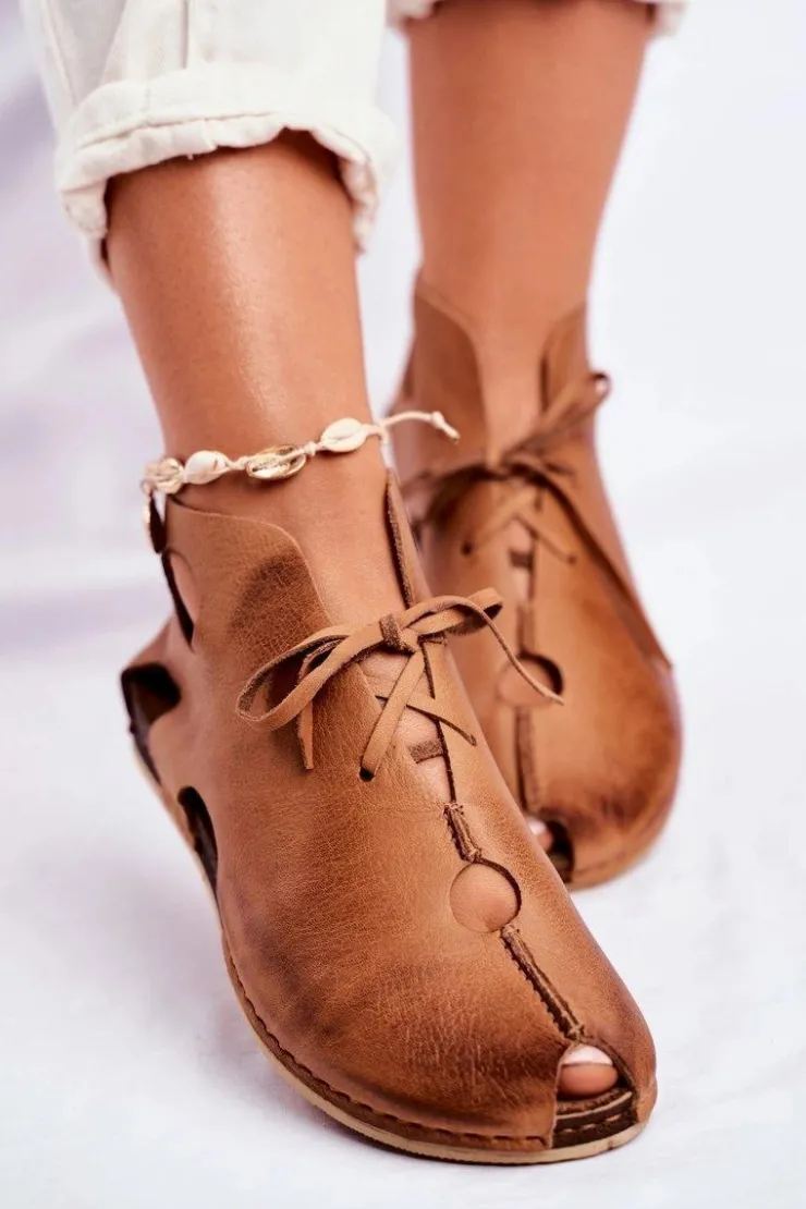 Maciejka Półbuty Skórzane*Damskie Półbuty Rude 03426-19