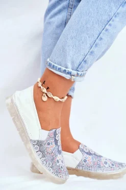 Maciejka Półbuty Skórzane|Mokasyny Damskie Skórzane*Damskie Półbuty Wsuwane Skórzane Białe 03512-46