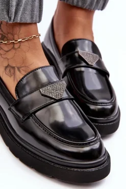 Damskie Boto Damskie Półbuty Mokasyny Na Płaskim Obcasie Czarne Venla