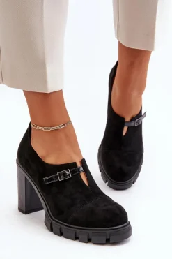 Damskie Boto Damskie Półbuty Na Obcasie Słupku Czarne Tauina