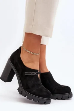 Damskie Boto Damskie Półbuty Na Obcasie Słupku Czarne Tauina