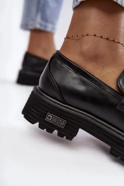 Big Star Shoes Mokasyny Damskie Skórzane*Damskie Półbuty Skórzane Big Star KK274498 Czarne