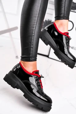 Boto Półbuty Skórzane*Damskie Półbuty Skórzane Visconi Czarne 7427936